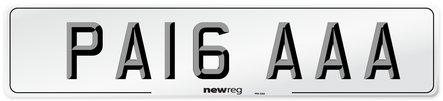 PA16 AAA Number Plate from New Reg
